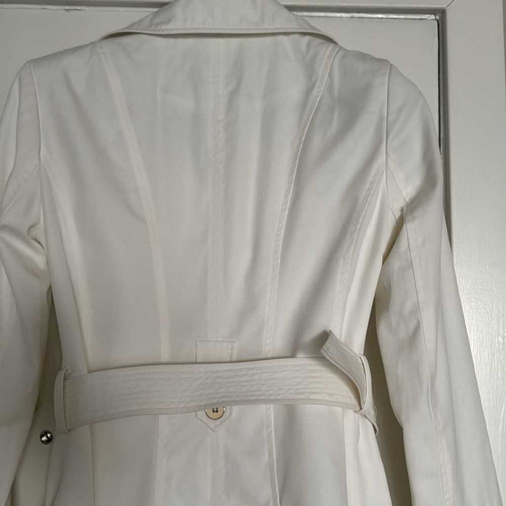 White House Black Market Cream Double-Breasted Trench Coat - Picture 3 of 7